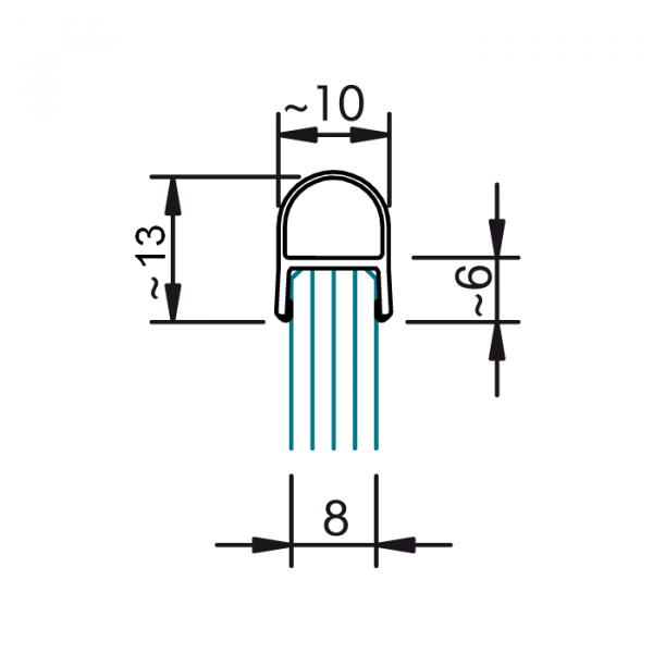 Streifdichtung für 8 mm Glas, Spalt 7 mm