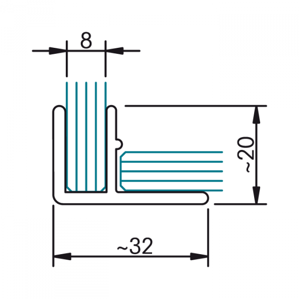 Abdichtprofil für 8 mm Glas