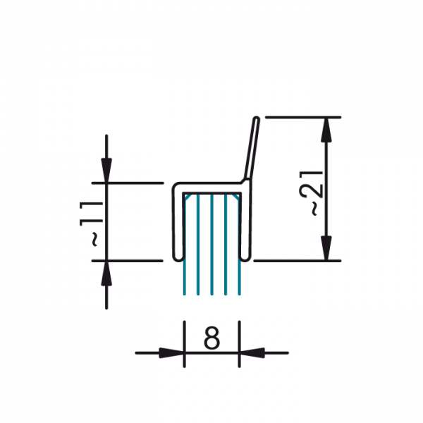 Mitteldichtung mit weicher Lippe für 8 mm Glas