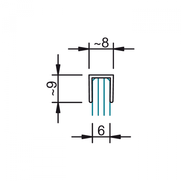 Ausgleichsprofil für 6 mm Glas