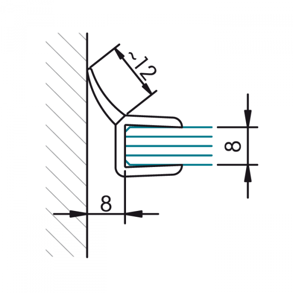 Wandabdichtung für 8 mm Glas