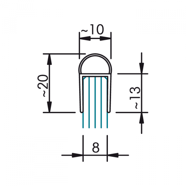 Streifdichtung für 8 mm Glas