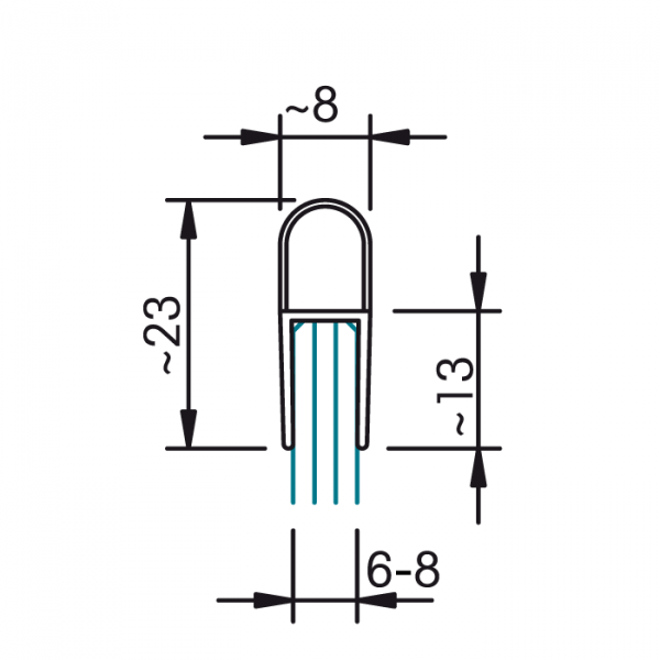 Streifdichtung für 6–8 mm Glas