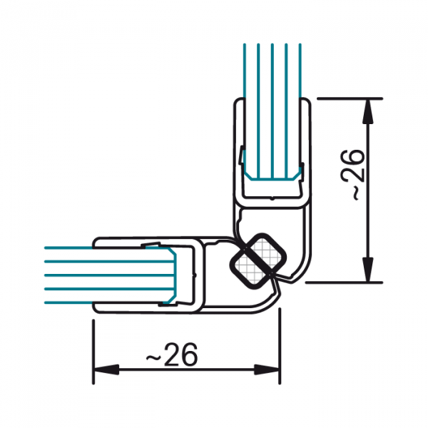 Magnetdichtung 90° für 6–8 mm Glas