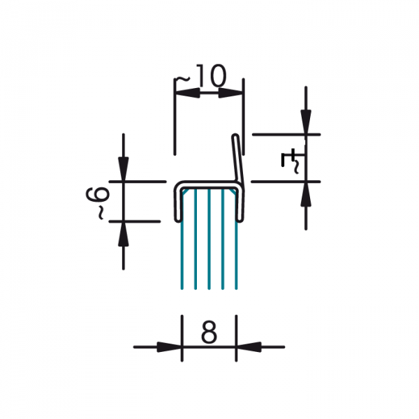 H-Profil mit weicher Lippe, klein, für 8 mm Glas